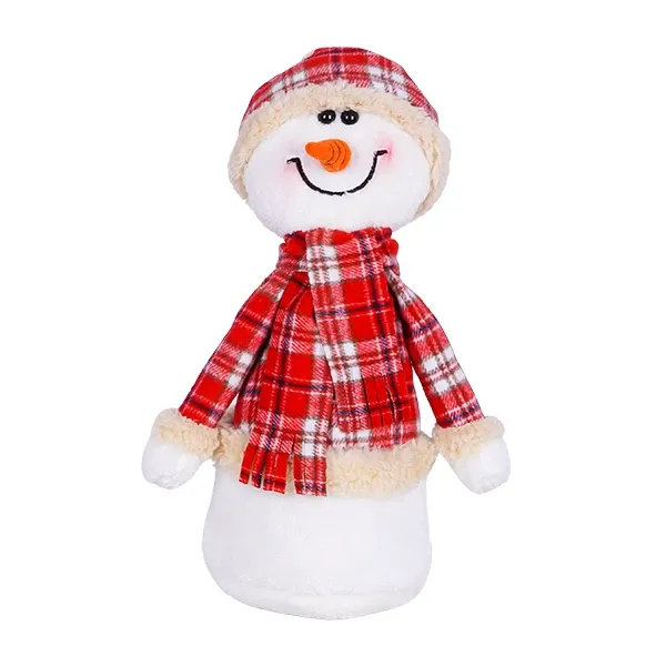 عروسک آدم برفی با لباس چهارخونه 40 سانتی متری