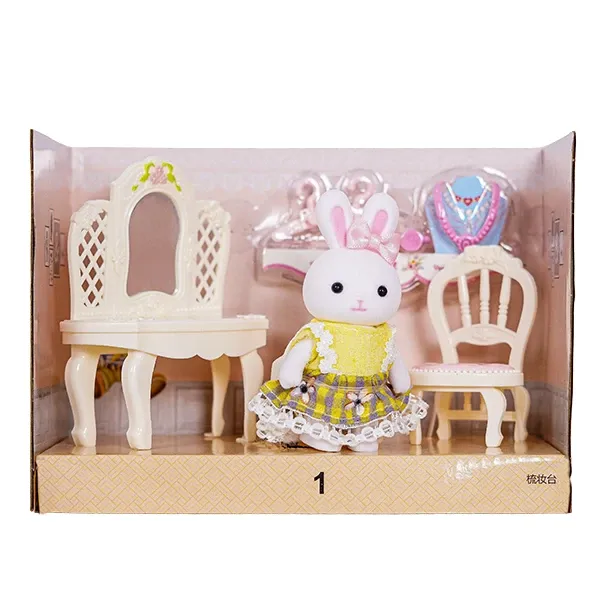 عروسک خرگوش دریمی با میز آرایش و لباس زرد