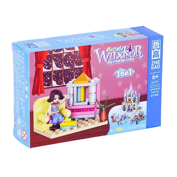 لگو پرنسس WINDSOR لباس آبی به همراه مبل وارداتی دارای 49 قطعه کد QL2001برندZHE GAO