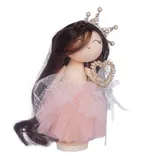 عروسک روسی فرشته مو قهوه ای تاج دار 22 سانتی متری