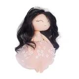 عروسک روسی فرشته مو مشکی با لباس گلدار 28 سانتی متری