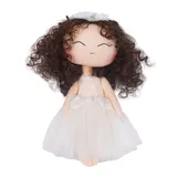 عروسک روسی فرشته گل به سر با لباس سفید 28 سانتی متری