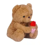 عروسک خرس و  گل رز