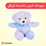 عروسک خرس نشسته آبی آبرنگی