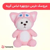 عروسک خرس لباس دو چهره گربه
