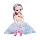 عروسک چشم تیله ای تمام مفصلی با لباس عروس با لباس آبی