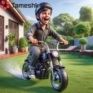 پسر بچه سوار موتور شارژی