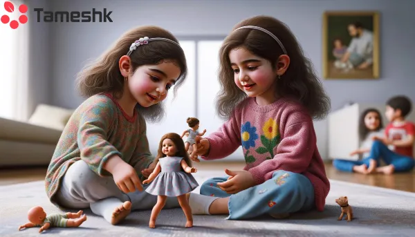 کودکان در حال عروسک بازی
