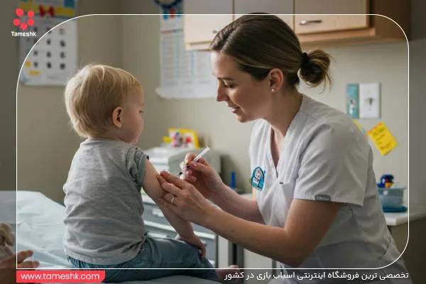 کودک در حال انجام واکسیناسیون ضروری