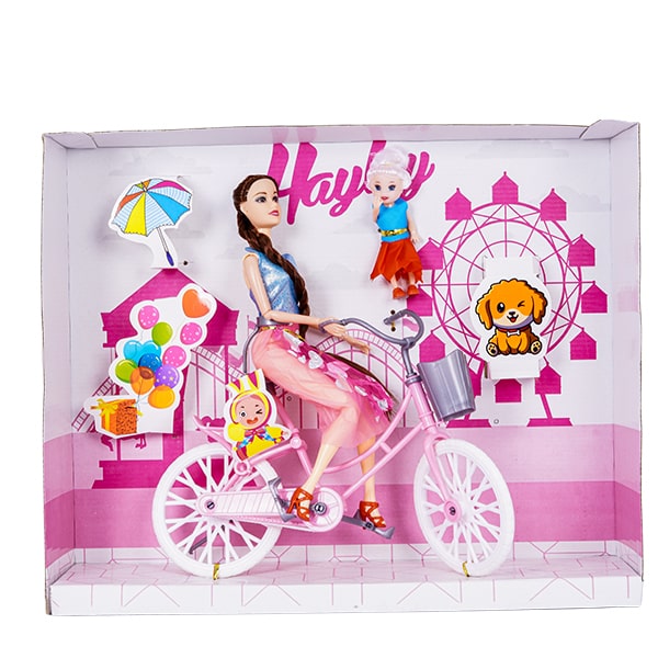 عروسک باربی دوچرخه سوار با کودک